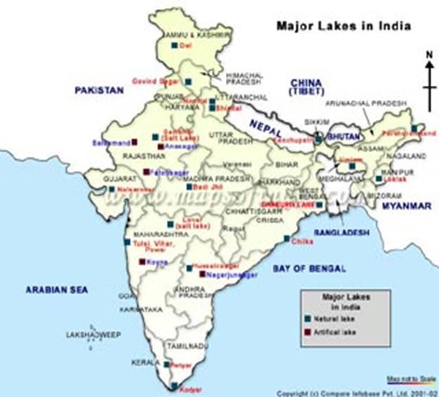 Major Lakes in India
